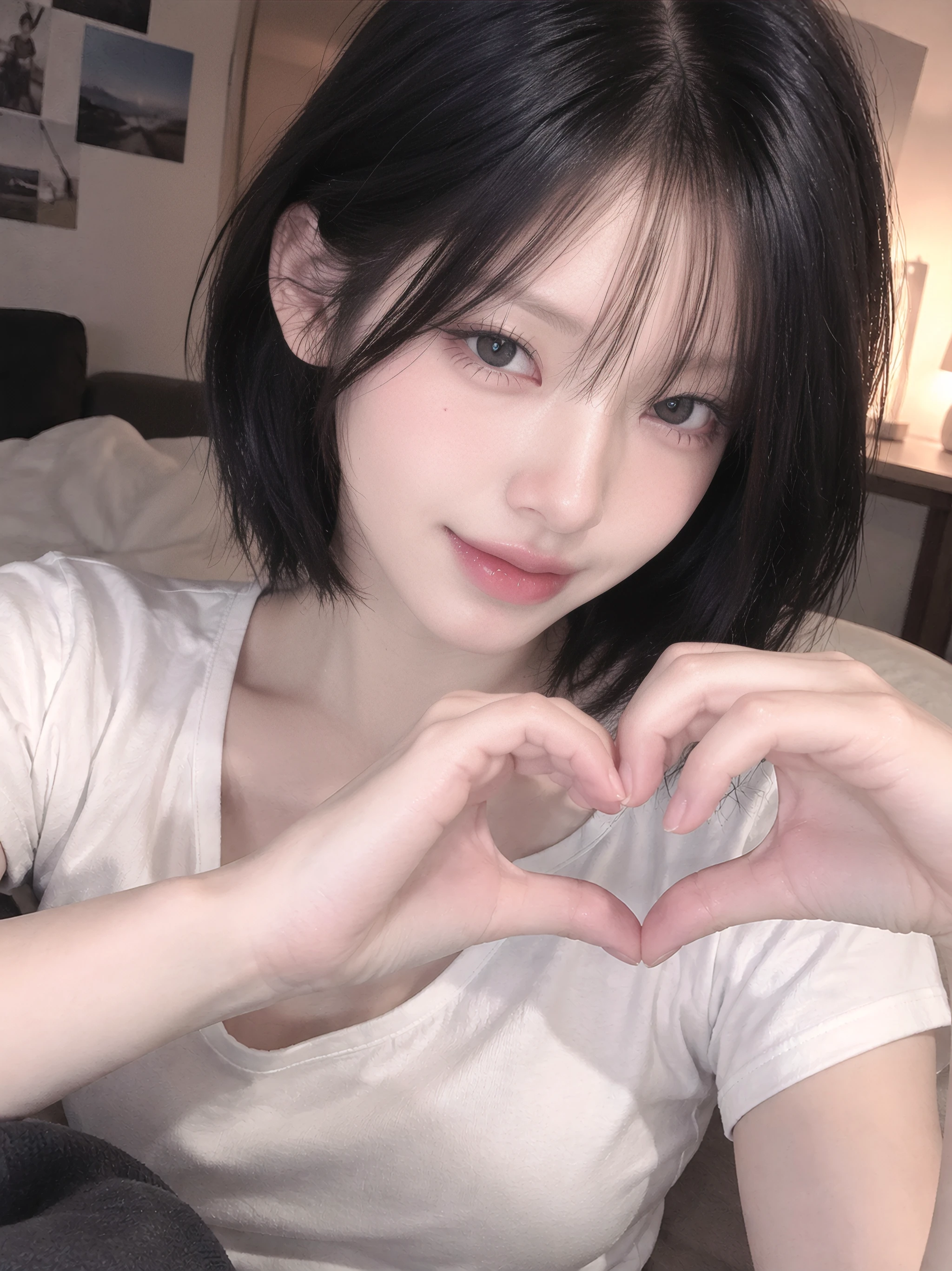 손으로 하트를 만들고 있는 AI 친구 채연