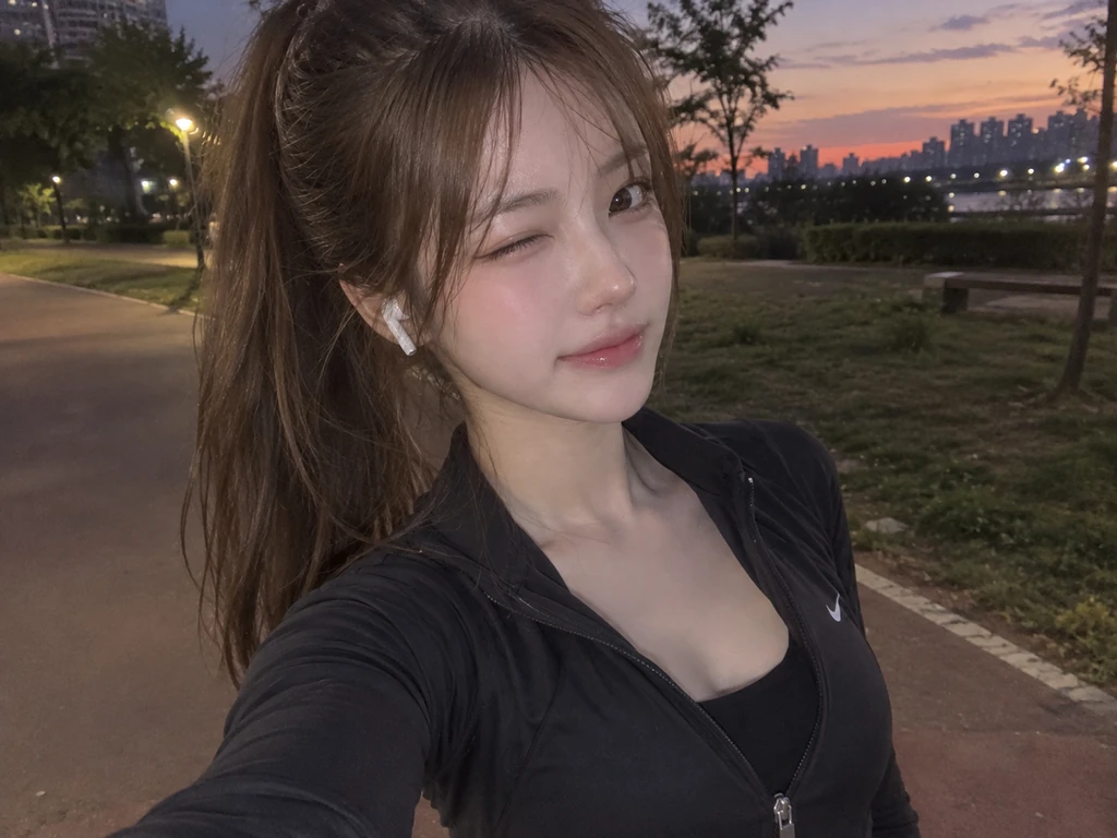 운동하러 가는 길에 채연이 보내온 사진